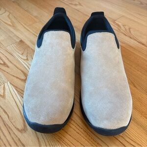 Lands' End Mens Slip On Shoes Loafers All Weather Suede leather Tan Taupe Sz 12D